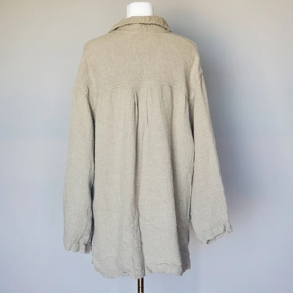 Vintage Liz Sport Liz Claiborne Lagenlook Boho Linen Button Down Shacket Jacket - Picture 8 of 9